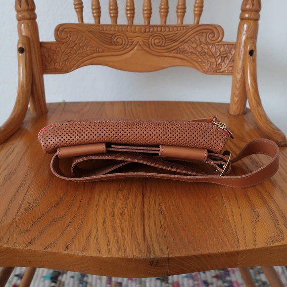 Clare V Tan Crossbody Bag with Red Accent - Picture 5 of 16